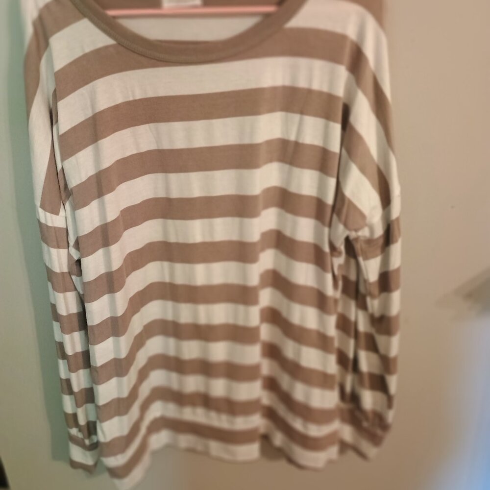 Grey and white Stripped long Sleeve Chic Soul Long Sleeve 1x